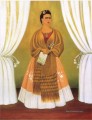 Selbstporträt gewidmet TomLeon Trotzki zwischen den Vorhängen Feminismus Frida Kahlo